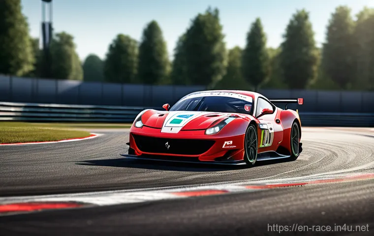 레이싱게임 업데이트 소식 - **A highly detailed, photorealistic render of a cutting-edge GT3 racing car, such as a Ferrari 296 G...
