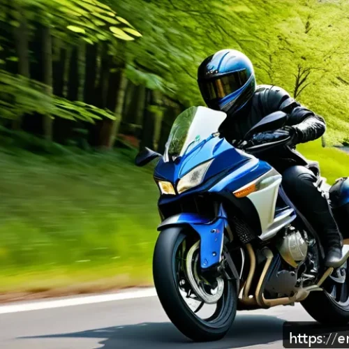 코너링 마스터 방법 - A dynamic image of a motorcycle rider leaning their upper body into a sharp mountain curve on a sunn...